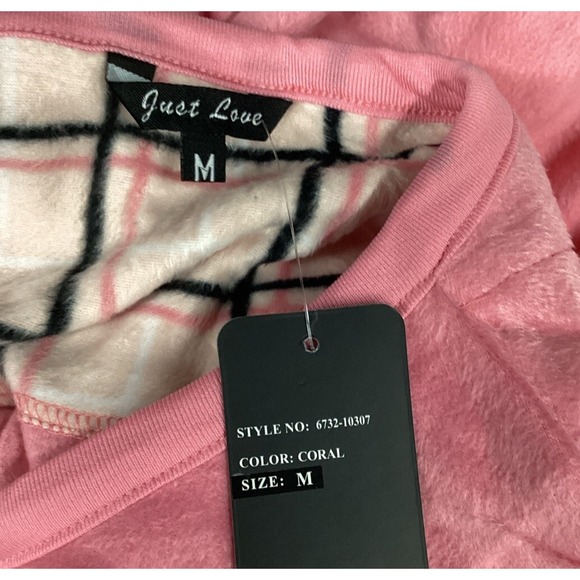 JUST LOVE Women's (Size M) Pajama Set Long Sleeve Shirt & Plaid Pants Polyester - Picture 7 of 8